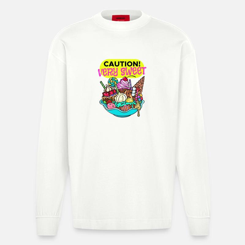 Cupcake Nachspeise Statement Naschen Süßigkeiten - Heavyweight Oversized Organic Langarmshirt Made in EU - OFF WHITE