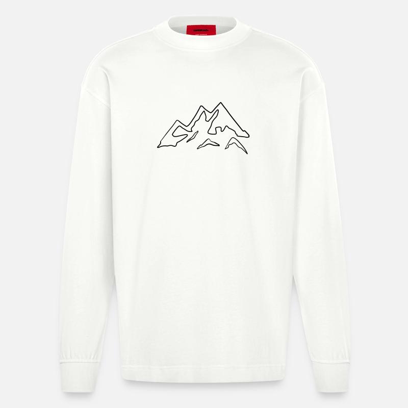 Berge - Heavyweight Oversized Organic Langarmshirt Made in EU - OFF WHITE