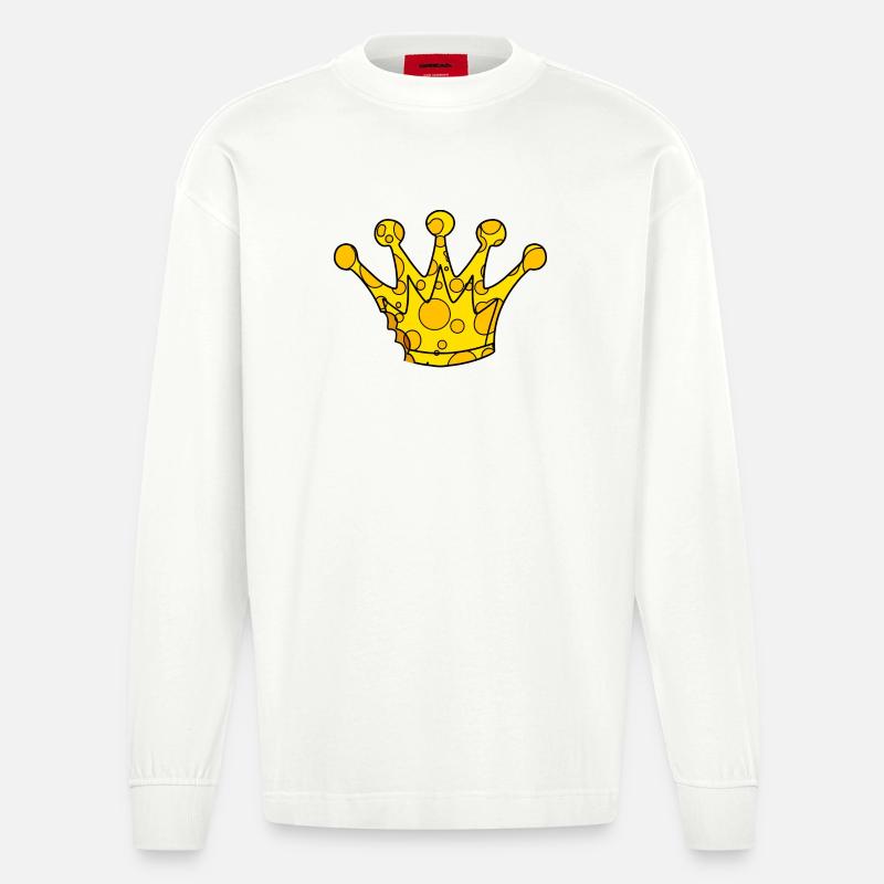 Krone Symbol Käse - Heavyweight Oversized Organic Langarmshirt Made in EU - OFF WHITE
