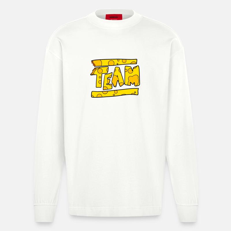 Käse Team - Heavyweight Oversized Organic Langarmshirt Made in EU - OFF WHITE