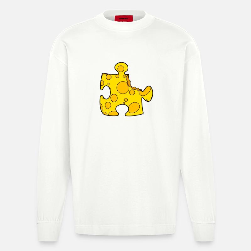 Puzzle de fromage - Manches longues bio épais oversize fabriqué en UE - OFF WHITE