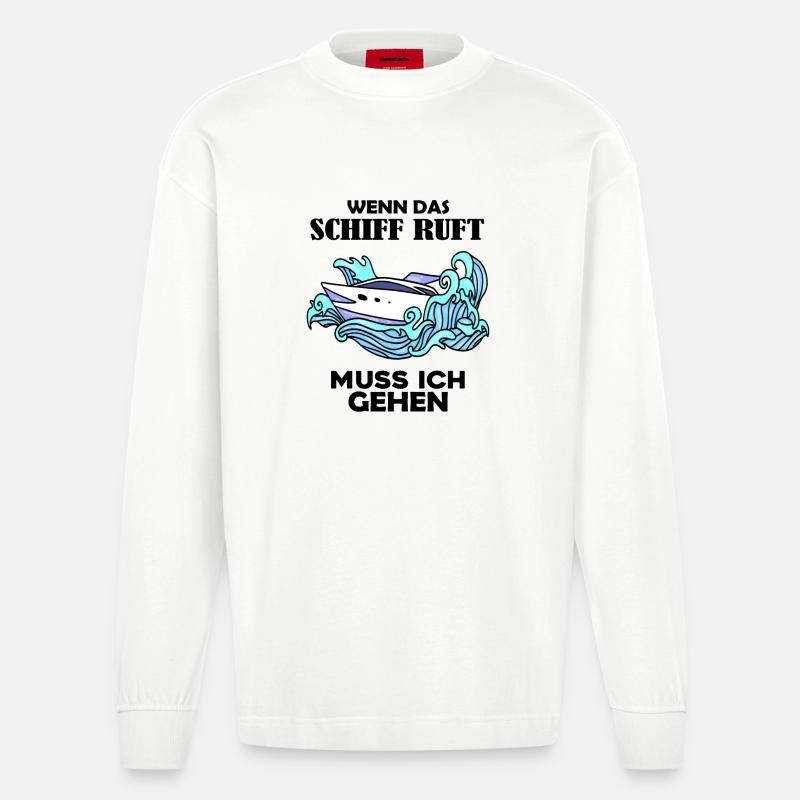 Schiff Schifffahrt - Heavyweight Oversized Organic Langarmshirt Made in EU - OFF WHITE