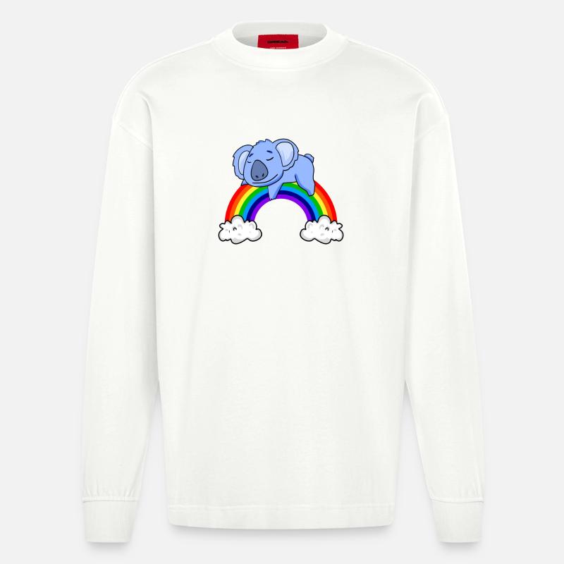 Rainbow Koala - Heavyweight Oversized Organic Longsleeve Shirt Made in EU - OFF WHITE