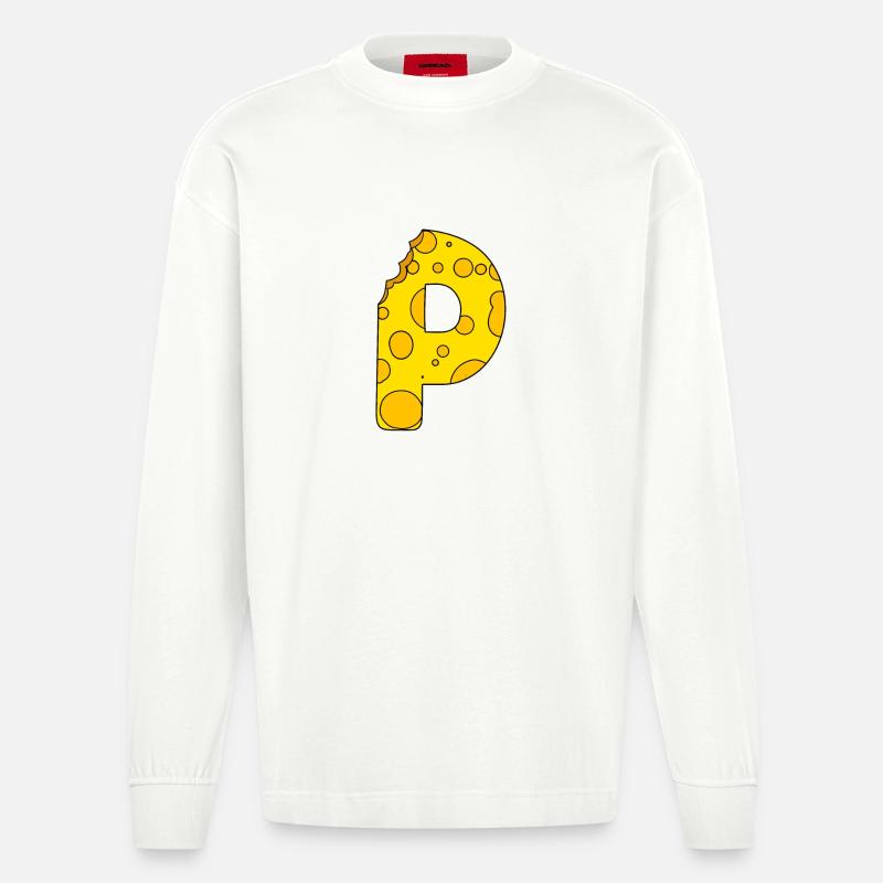 Buchstabe P - Heavyweight Oversized Organic Langarmshirt Made in EU - OFF WHITE