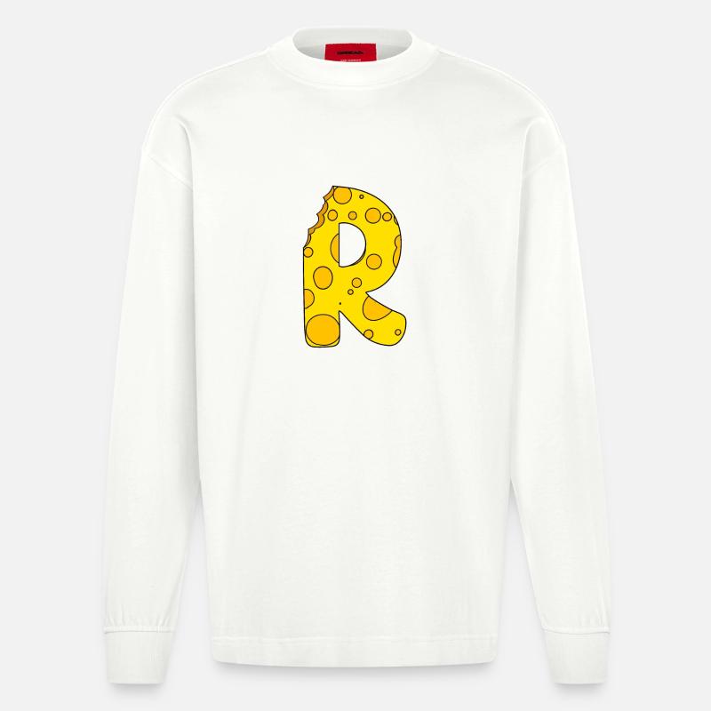 Buchstabe R - Heavyweight Oversized Organic Langarmshirt Made in EU - OFF WHITE