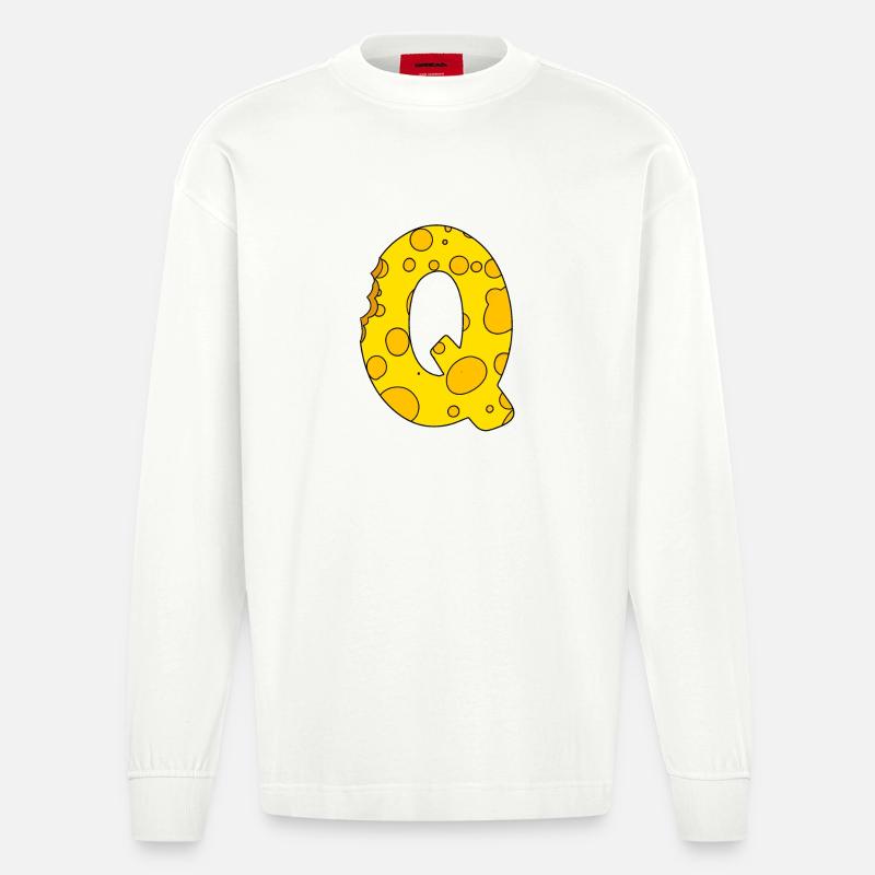 Buchstabe Q - Heavyweight Oversized Organic Langarmshirt Made in EU - OFF WHITE