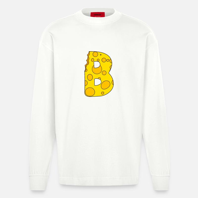 Buchstabe B - Heavyweight Oversized Organic Langarmshirt Made in EU - OFF WHITE