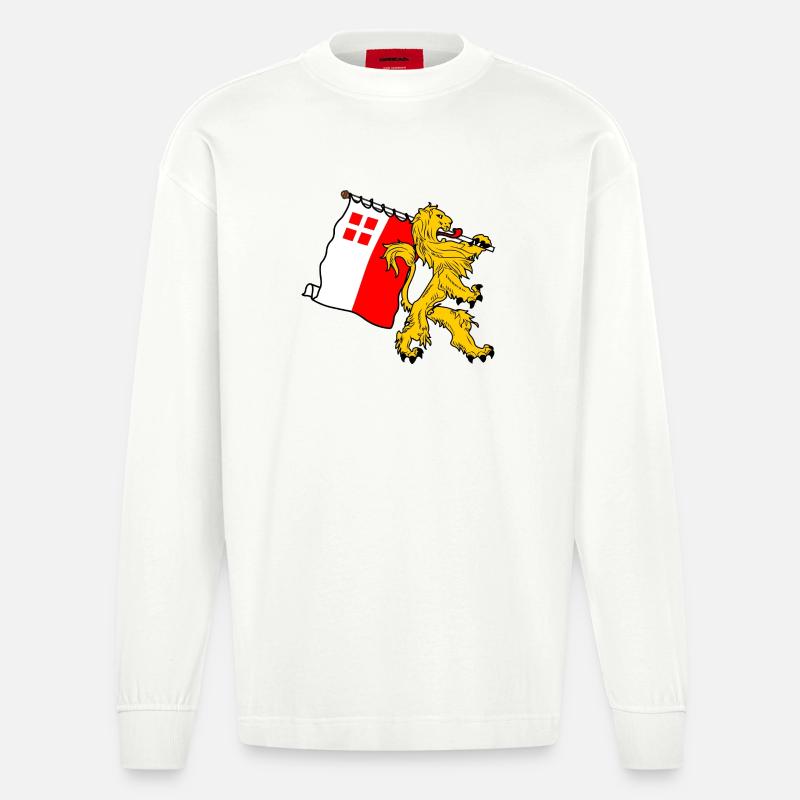 Lion avec drapeau Utrecht Utrecht drapeau - Manches longues bio épais oversize fabriqué en UE - OFF WHITE