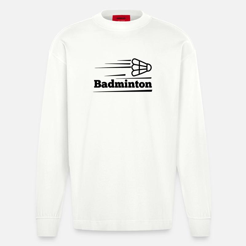 Badmintontext mit überfliegendem Shuttle - Heavyweight Oversized Organic Langarmshirt Made in EU - OFF WHITE