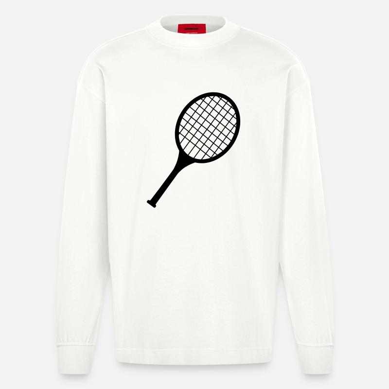 Badmintonschläger-Logo - Heavyweight Oversized Organic Langarmshirt Made in EU - OFF WHITE