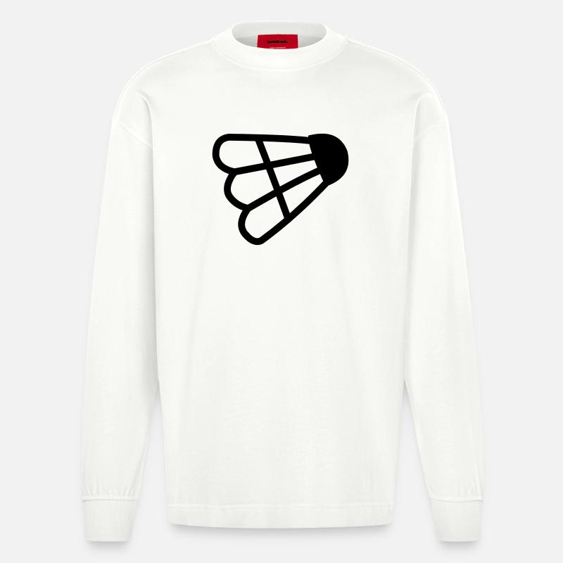 Badminton einfaches Shuttle-Logo - Heavyweight Oversized Organic Langarmshirt Made in EU - OFF WHITE