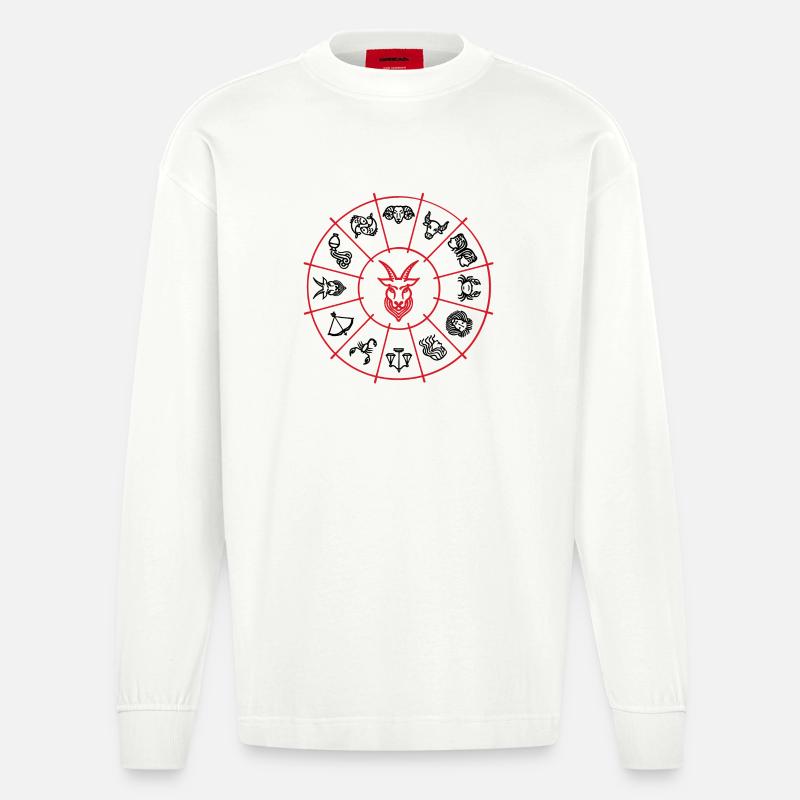 Konstellation Steinbock Tierkreiszeichen Himmel - Heavyweight Oversized Organic Langarmshirt Made in EU - OFF WHITE