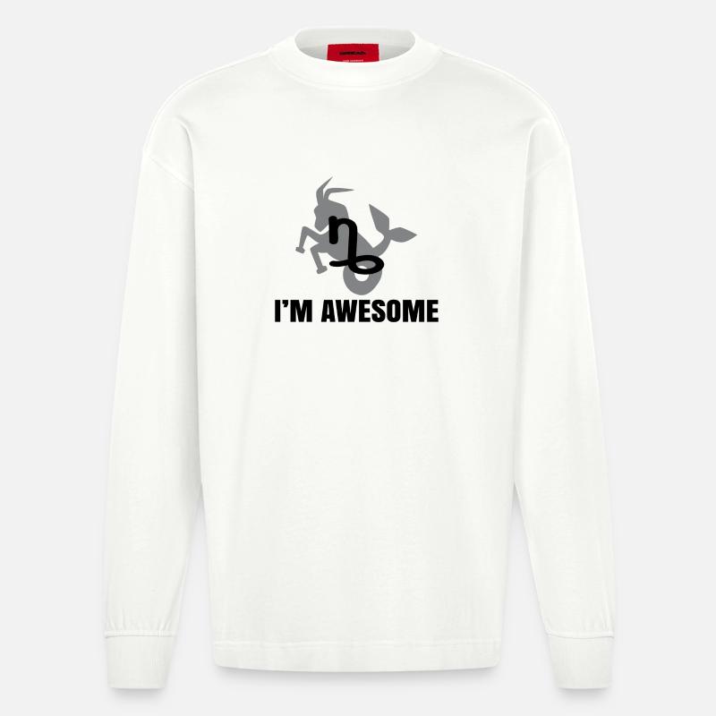 Steinbock Horoskop Statement Esoterik Astrologie - Heavyweight Oversized Organic Langarmshirt Made in EU - OFF WHITE