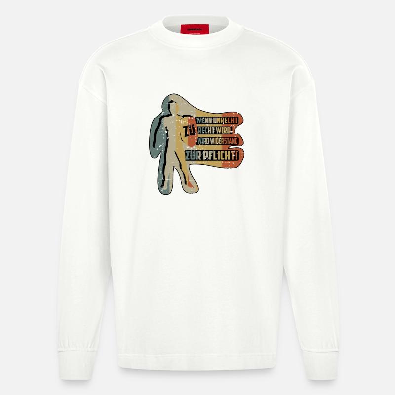 QUAND L’INJUSTICE DEVIENT JUSTE - Manches longues bio épais oversize fabriqué en UE - OFF WHITE