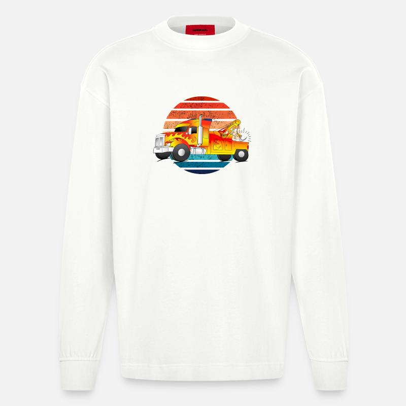 Abschleppwagen Abschleppdienst Abschlepper LKW - Heavyweight Oversized Organic Langarmshirt Made in EU - OFF WHITE