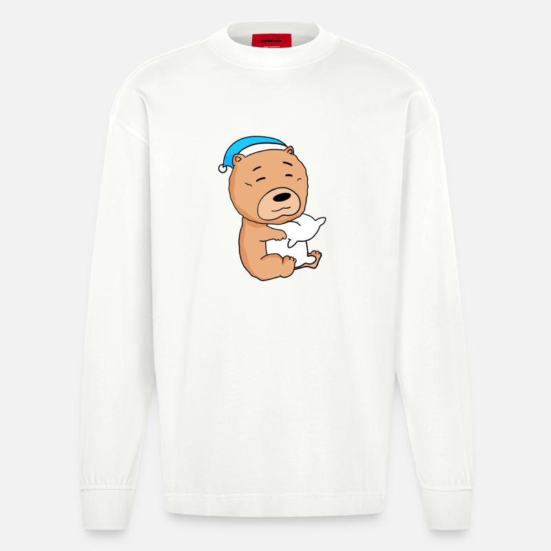 Chow Chow Hund Hunderasse - Heavyweight Oversized Organic Langarmshirt Made in EU - OFF WHITE