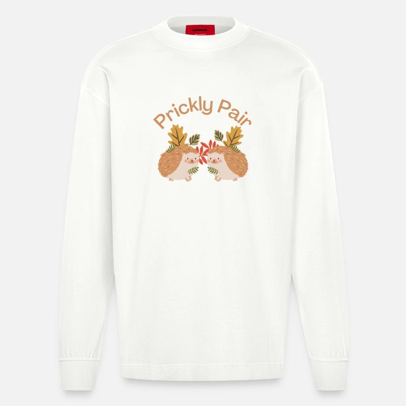 Prickly Pair - Hedgehog Lovers - Heavyweight Oversized Organic Langarmshirt Made in EU - OFF WHITE