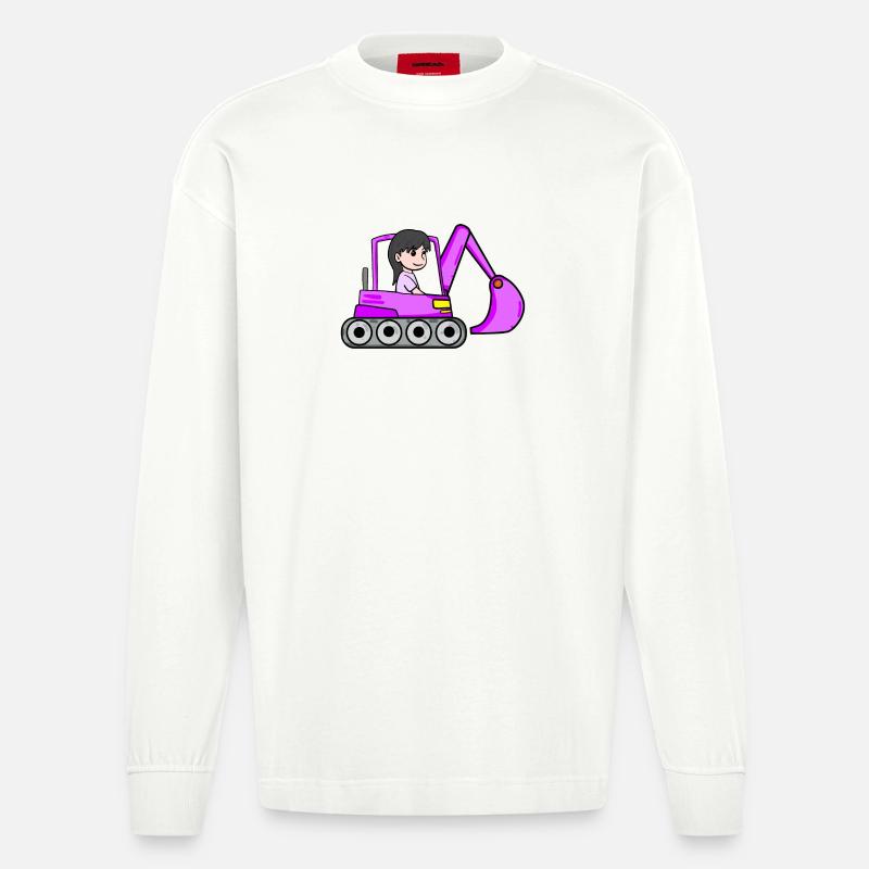 Rosa Bagger Mädchen - Heavyweight Oversized Organic Langarmshirt Made in EU - OFF WHITE