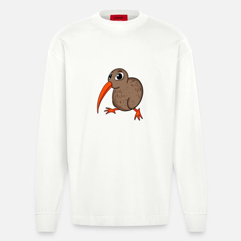 Kiwi Kiwis Vogel Geschenk - Heavyweight Oversized Organic Langarmshirt Made in EU - OFF WHITE
