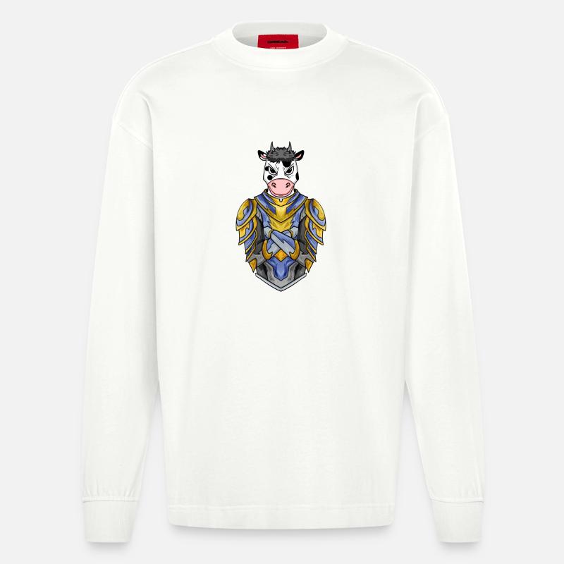 Chevalier Cow Crusader - Manches longues bio épais oversize fabriqué en UE - OFF WHITE