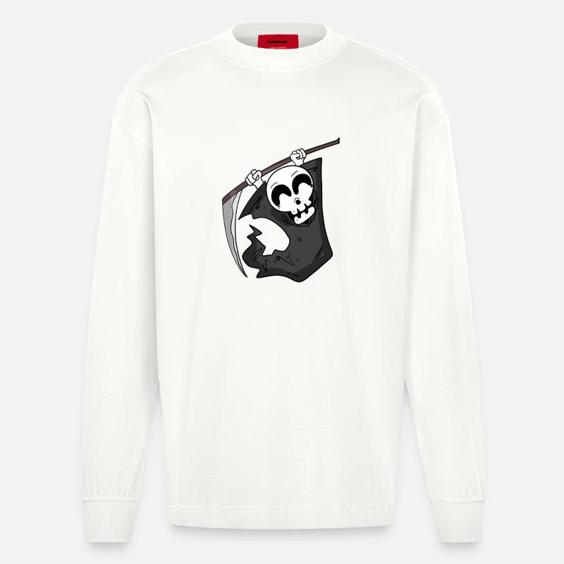 Sensenmann freut sich - Heavyweight Oversized Organic Langarmshirt Made in EU - OFF WHITE