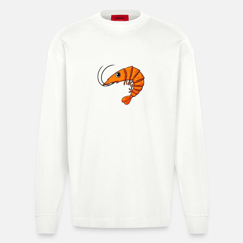 Garnele Garnelen - Heavyweight Oversized Organic Langarmshirt Made in EU - OFF WHITE