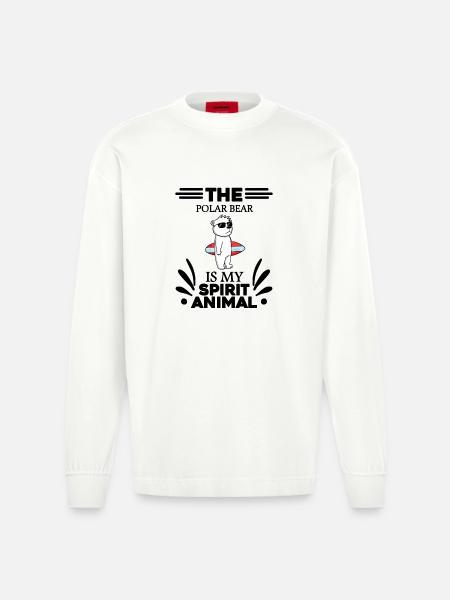 Polar Bear Polar Bear Bear - Heavyweight Oversized Organic Longsleeve Shirt Made in EU - OFF WHITE