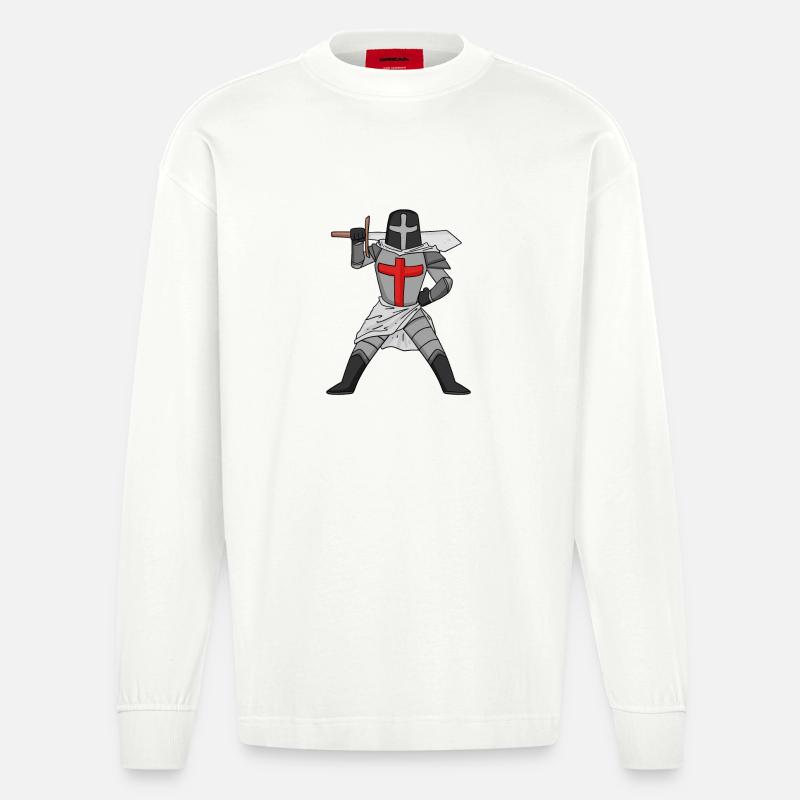 Croix de l’épée templière - Manches longues bio épais oversize fabriqué en UE - OFF WHITE