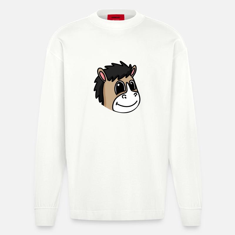 Tête de cheval Chevaux - Manches longues bio épais oversize fabriqué en UE - OFF WHITE