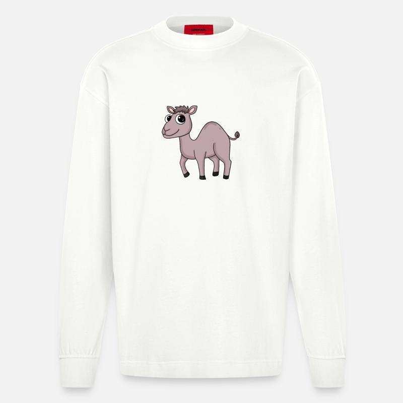 Niedliches Kamel - Heavyweight Oversized Organic Langarmshirt Made in EU - OFF WHITE
