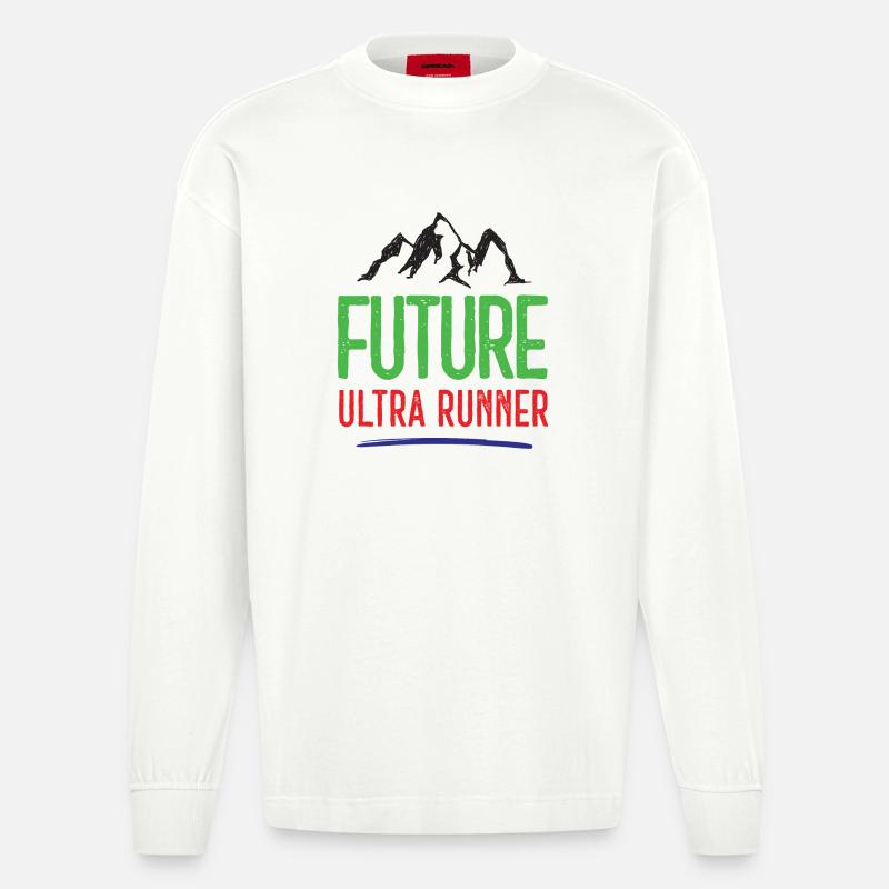 Future Ultra Runner - Heavyweight Oversized Organic Langarmshirt Made in EU - OFF WHITE