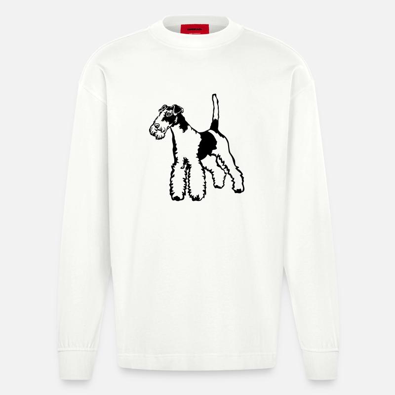 Foxterrier - Heavyweight Oversized Organic Langarmshirt Made in EU - OFF WHITE
