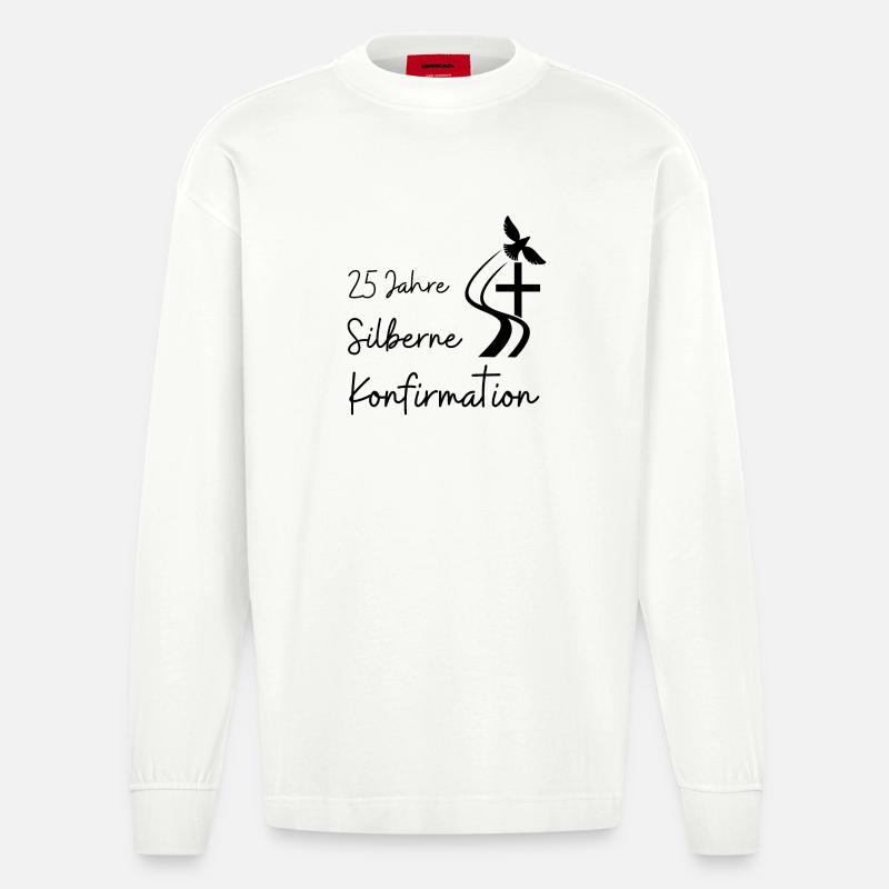 Silberne Konfirmation 25 Jahre Jubelkonfirmation - Heavyweight Oversized Organic Langarmshirt Made in EU - OFF WHITE