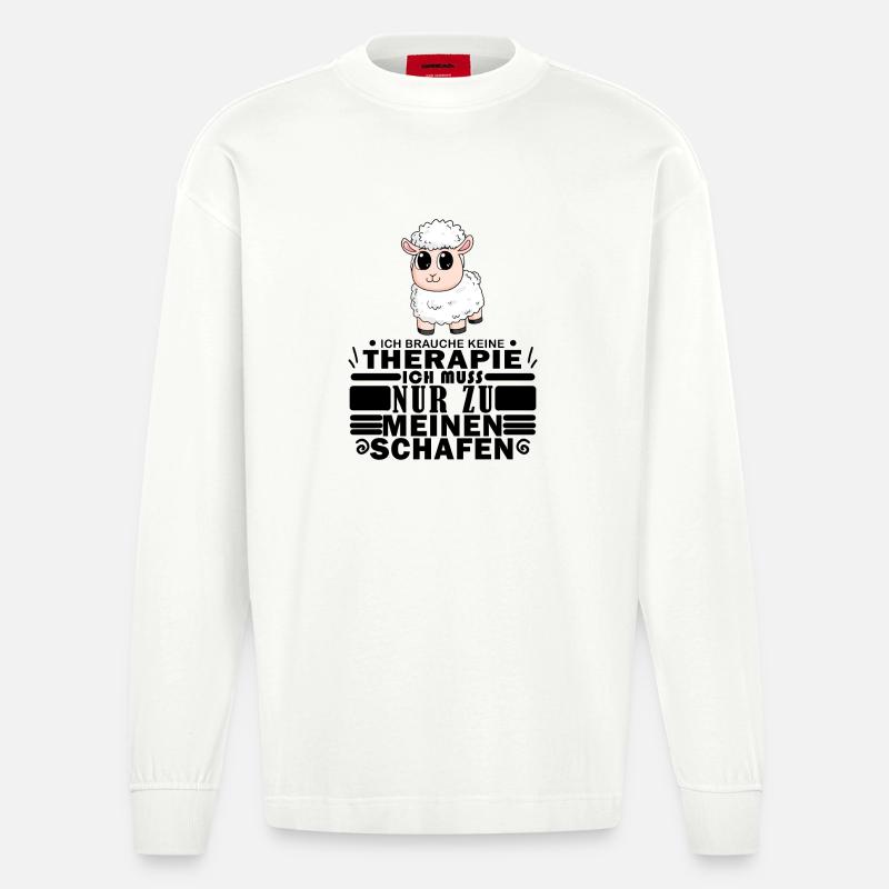 Schafe Schaf Schafzüchter Geschenk - Heavyweight Oversized Organic Langarmshirt Made in EU - OFF WHITE