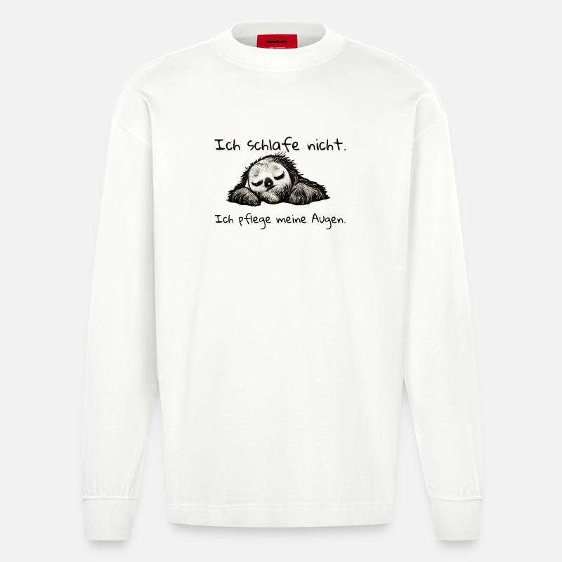 Faultier ich schlafe nicht - Heavyweight Oversized Organic Langarmshirt Made in EU - OFF WHITE
