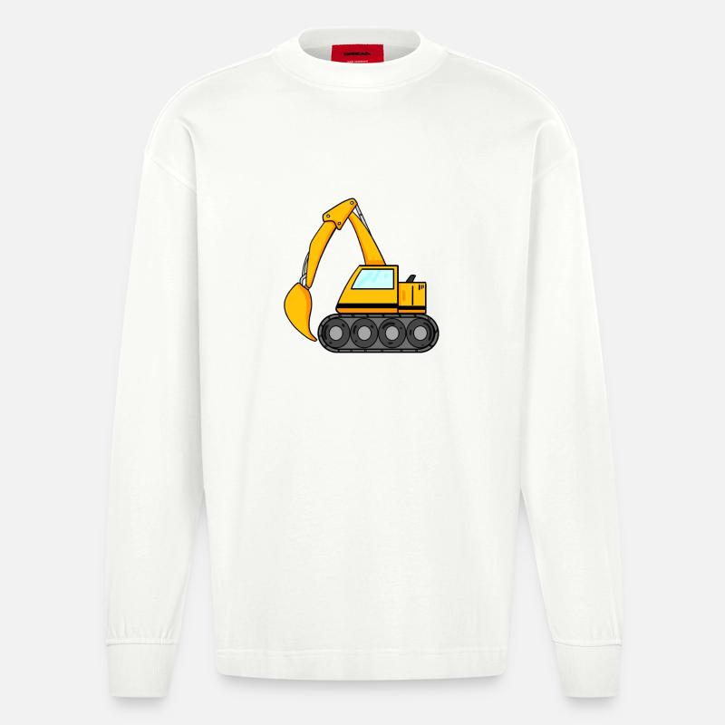 Löffelbagger Ausgräber Bagger Baumaschine - Heavyweight Oversized Organic Langarmshirt Made in EU - OFF WHITE