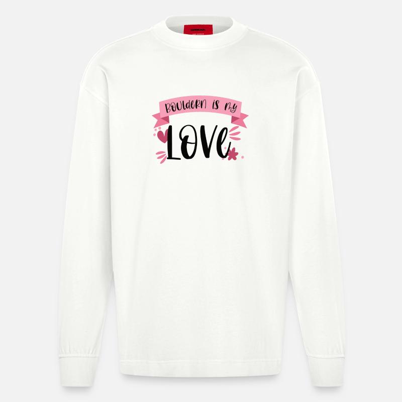 Bouldern Klettern Boulderin Berge Geschenk - Heavyweight Oversized Organic Langarmshirt Made in EU - OFF WHITE