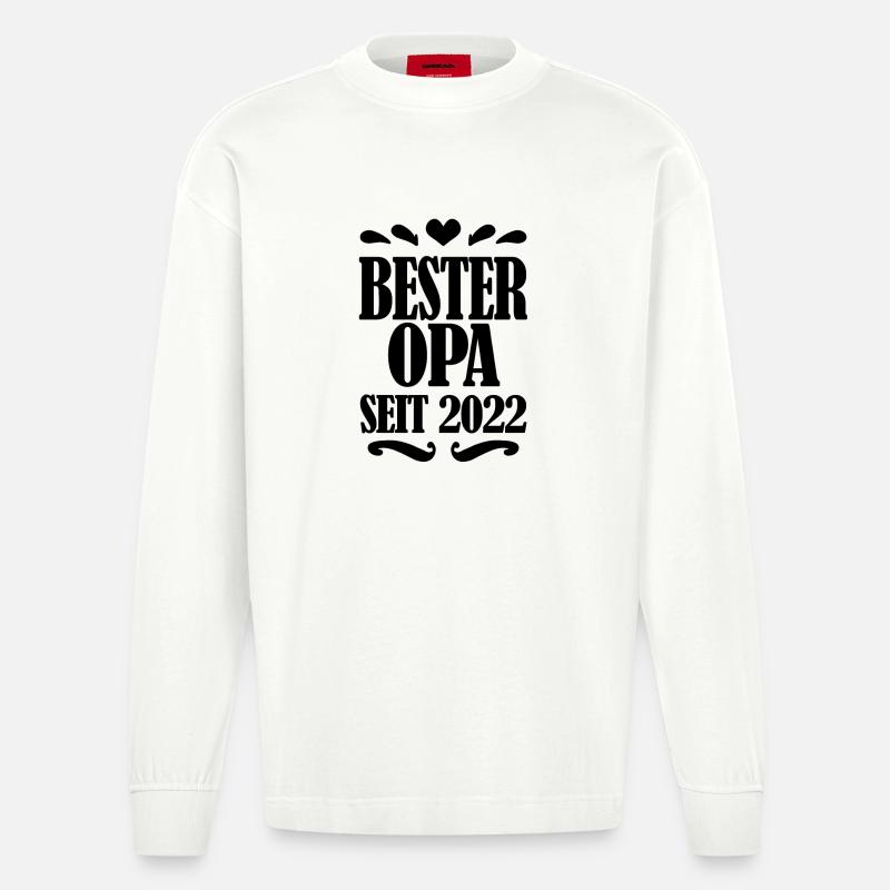 Bester Opa seit 2022 - Heavyweight Oversized Organic Langarmshirt Made in EU - OFF WHITE