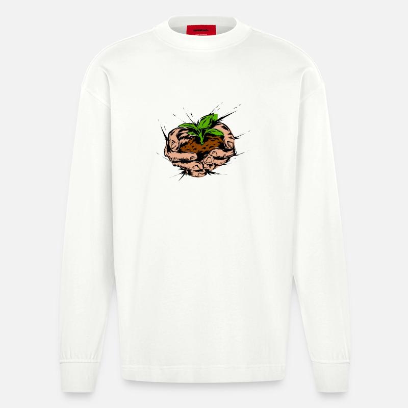 Gärtner Garten - Heavyweight Oversized Organic Langarmshirt Made in EU - OFF WHITE