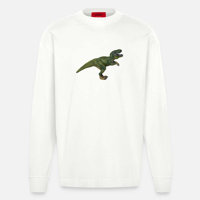Tom T-Rex - Heavyweight Oversized Organic Langarmshirt Made in EU - OFF WHITE