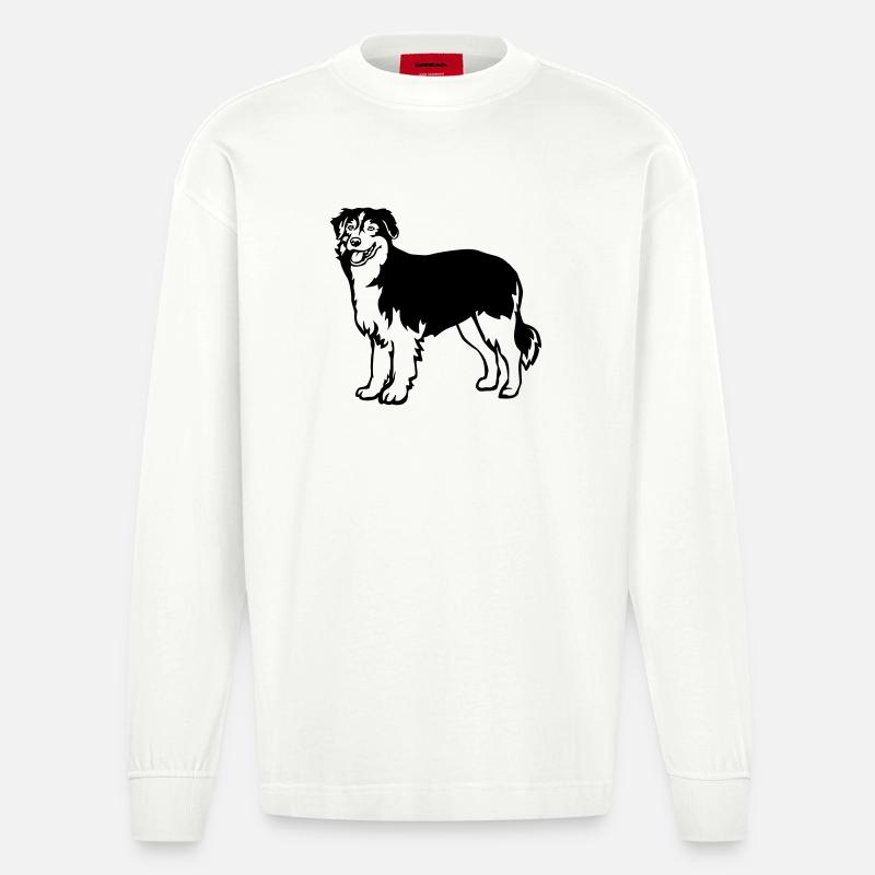 Australian Shepherd - Heavyweight Oversized Organic Langarmshirt Made in EU - OFF WHITE