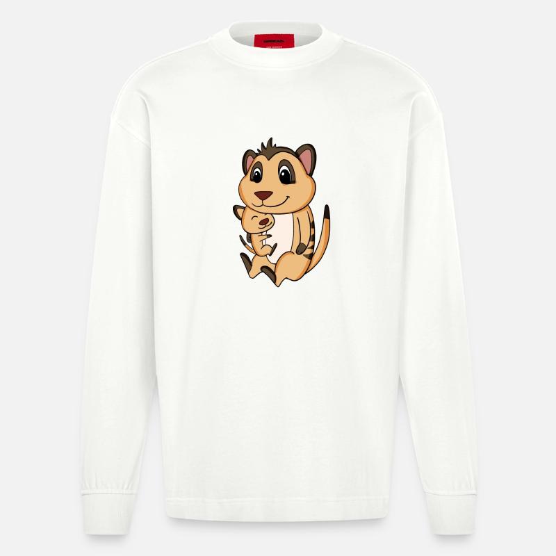 Grossesse familiale - suricate avec bébé - Manches longues bio épais oversize fabriqué en UE - OFF WHITE