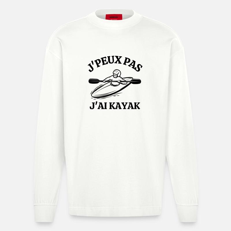 kayak, canoë kayak, rafting, paddle - Manches longues bio épais oversize fabriqué en UE - OFF WHITE