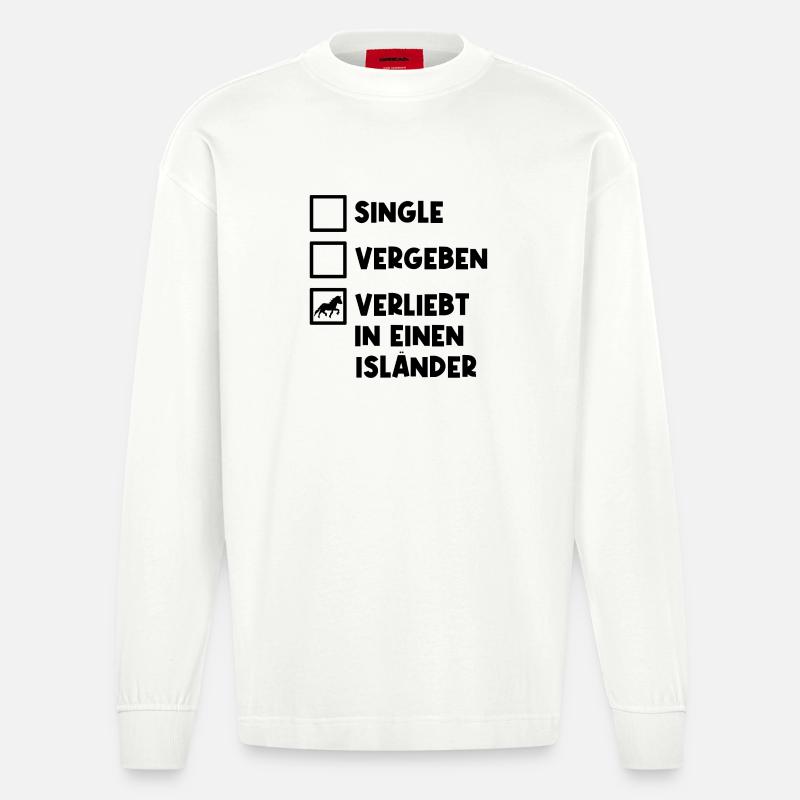 Islandpferde Isländer Pferdeliebe Statement Pferde - Heavyweight Oversized Organic Langarmshirt Made in EU - OFF WHITE