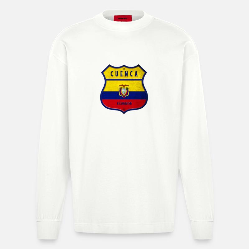 Cuenca Drapeaux de l'Equateur - Manches longues bio épais oversize fabriqué en UE - OFF WHITE