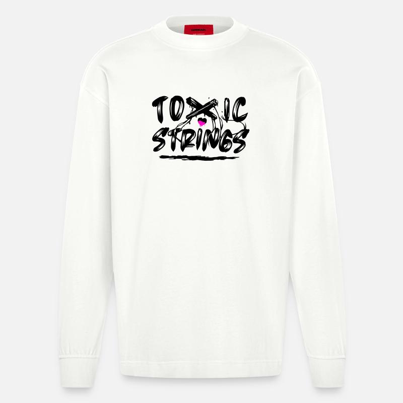 Toxic Strings 2 Farben - Heavyweight Oversized Organic Langarmshirt Made in EU - OFF WHITE