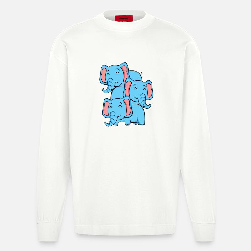 Niedliche Elefanten - Elefant - Heavyweight Oversized Organic Langarmshirt Made in EU - OFF WHITE