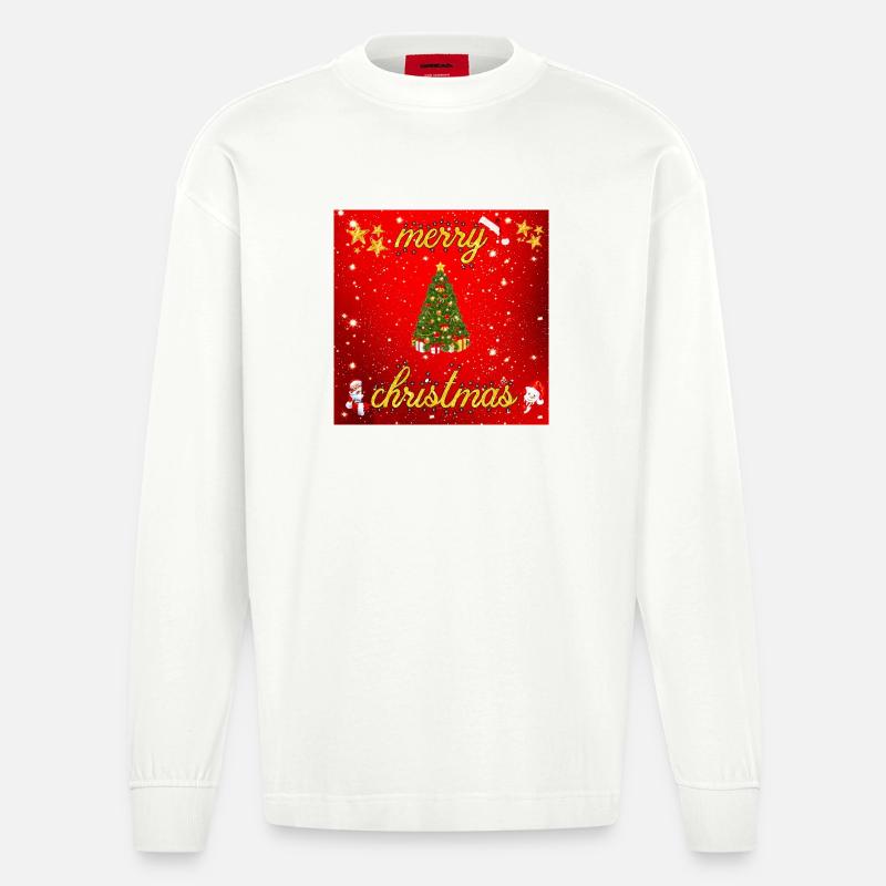 Joyeux Noël version 2 - Manches longues bio épais oversize fabriqué en UE - OFF WHITE
