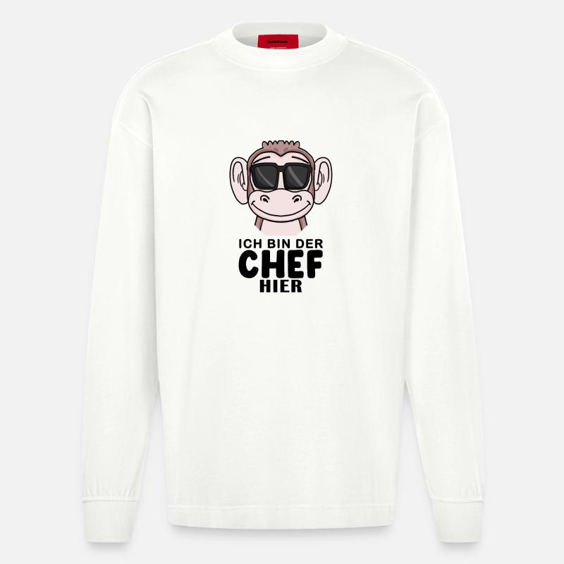 Cool Affe Chef - Heavyweight Oversized Organic Langarmshirt Made in EU - OFF WHITE