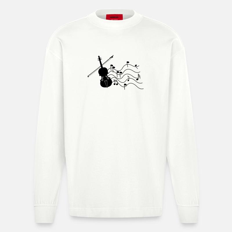 Violon avec notes - Manches longues bio épais oversize fabriqué en UE - OFF WHITE